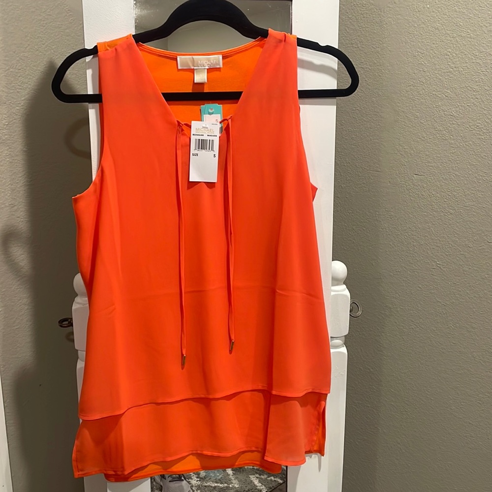 NWT Michael Kors Orange Sleeveless Blouse-Small